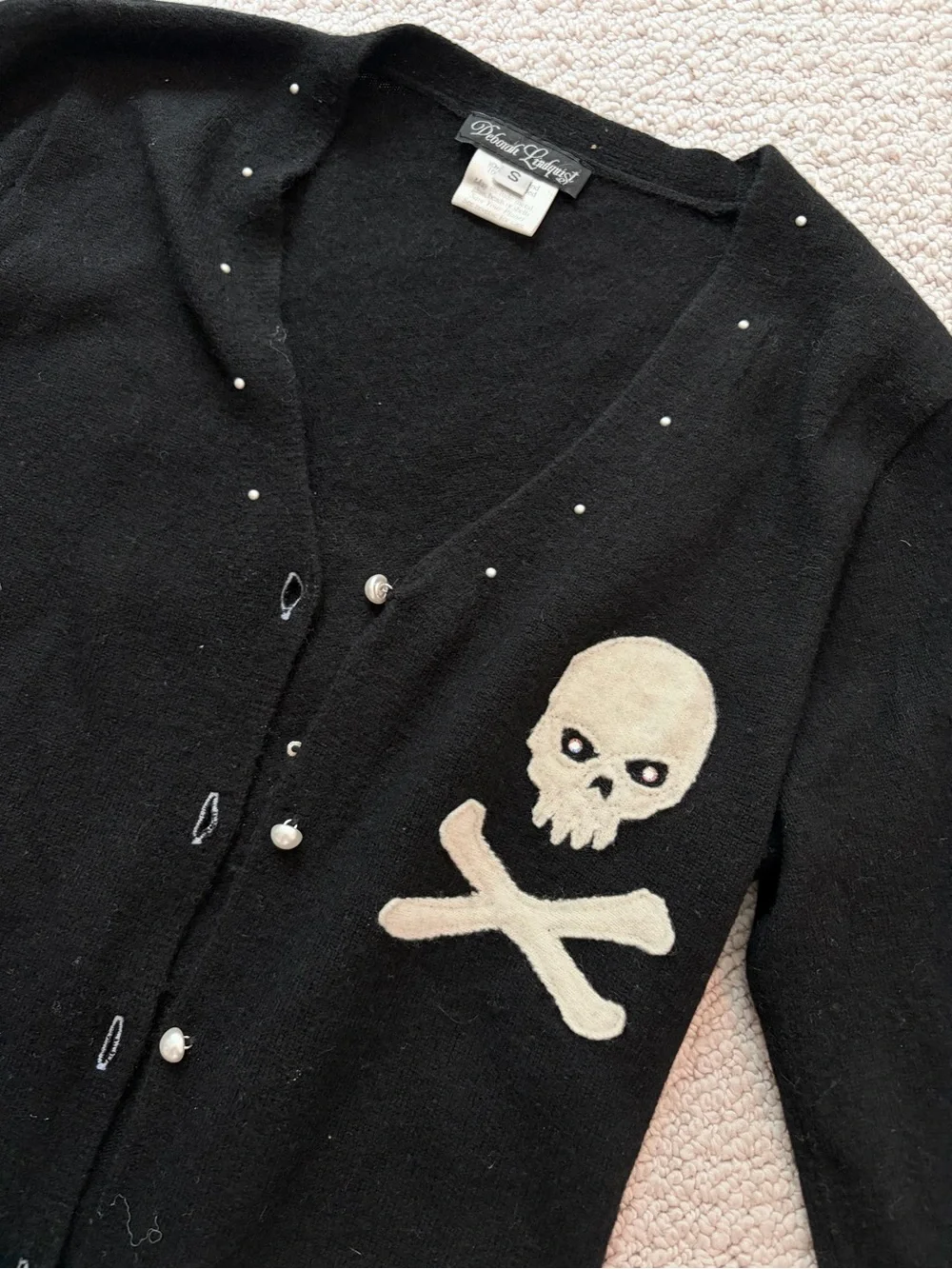 Deborah Lindquist Cashmere Skull Cardigan & Tube Top Set S